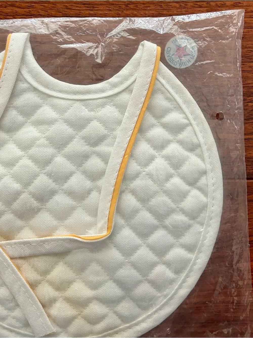 NEW 1984 Mickey Mouse Babies Quilted Back Circle Baby Bib - Disney -Made in USA